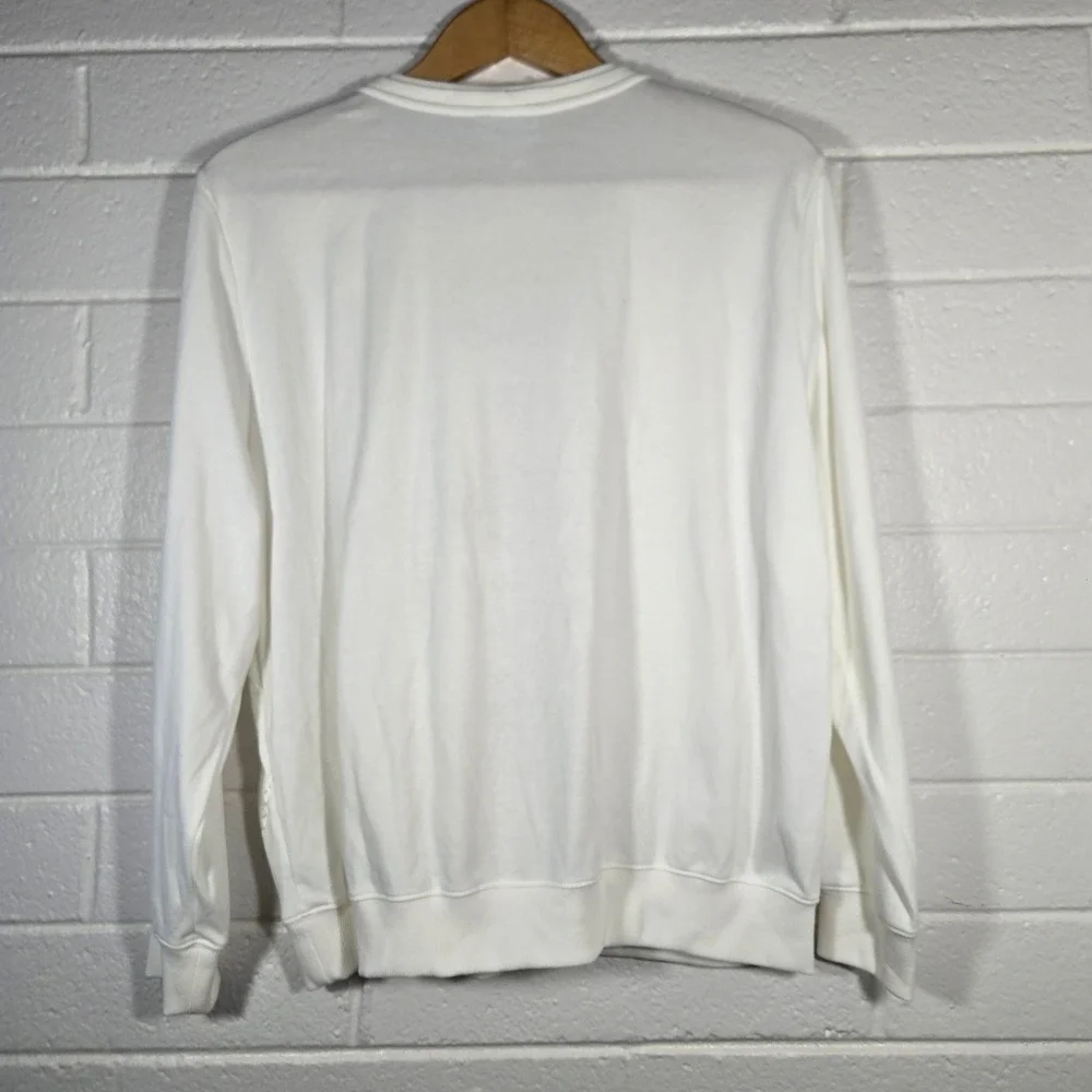 Alfred Dunner Sweatshirt XL White‎ Embroidered Quilted Floral Grannycore